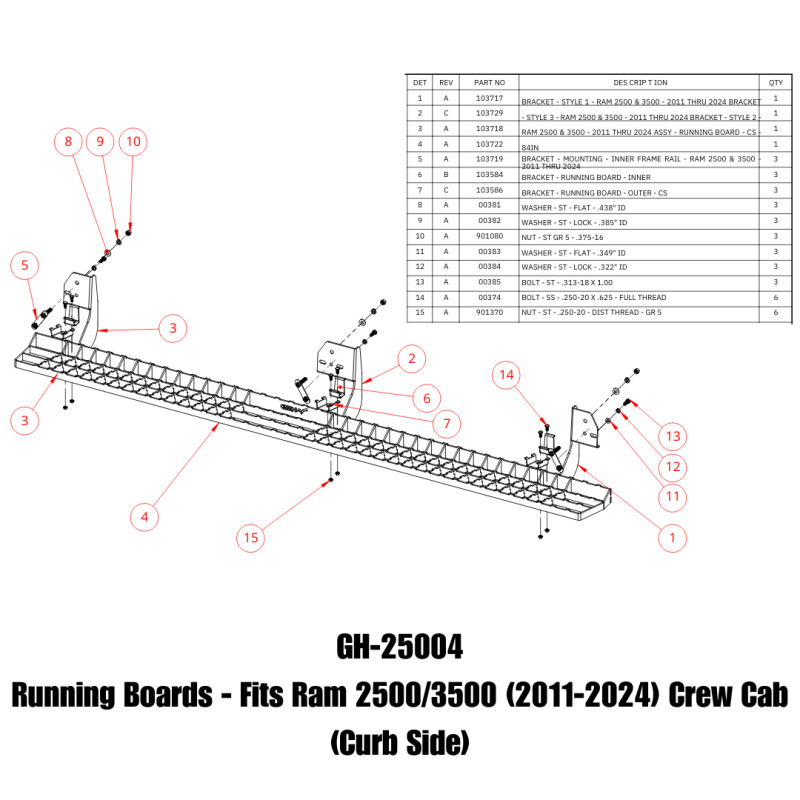 RAM 2500 Running Boards - GEN-Y Hitch - Criss-cross Anti-slip - Black - `11-`24